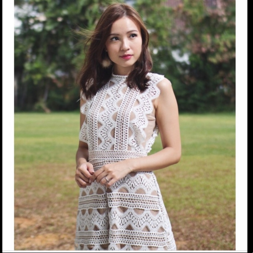 Charlotte russe white lace crochet cutout dress
